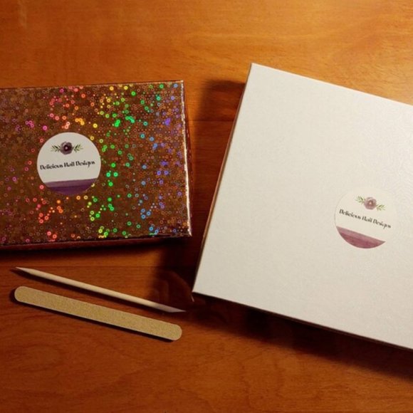 Pink French Tip Nails Valentine's Day Press On Nails - New Hand Painted - Picture 5 of 6